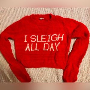 Fuzzy cropped sweater. Garage size XS.